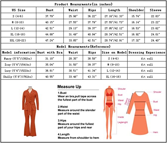 Women's Two Piece Outfits Casual Open Front Blazer and Elastic Waist Flared Pants Suits Set