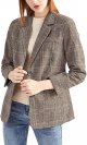 Women's Notch Lapel 2 Button Boyfriend Blazer Suit Houndstooth Plaid Jacket Coat