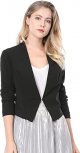 Women's Work Office Suit Collarless Casual Cropped Blazer Jacket